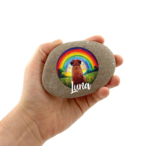 Rainbow Border Terrier Personalised Pebble